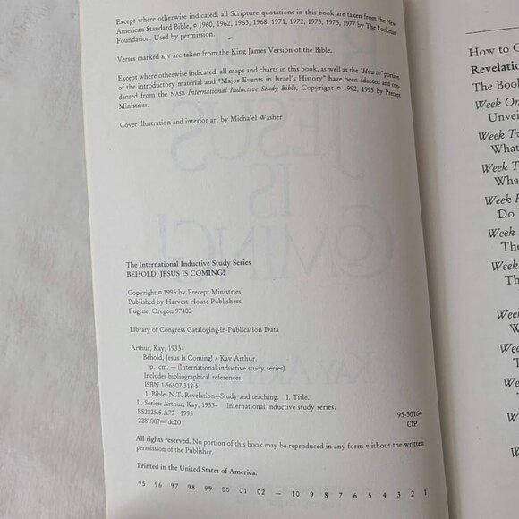 Behold Jesus Is Coming! Revelation Kay Arthur Inductive Study Series PB 1995 - Picture 5 of 11